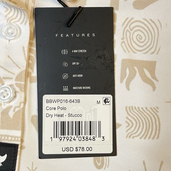 Bad Birdie Core Polo Women’s Medium Stucco UPF 50 4-Way Stretch Wicking New $78 - Picture 6 of 7